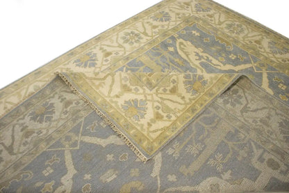 Handmade Oushak Oriental Rug Muted Gray Floral