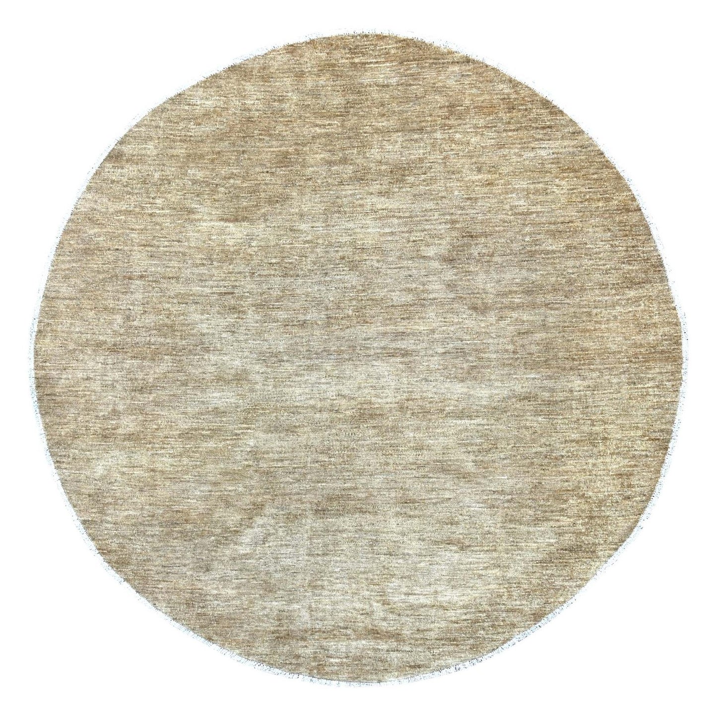 Brown Solid Hand Knotted Ghazni Wool Round 7'9"x7'9" Rug