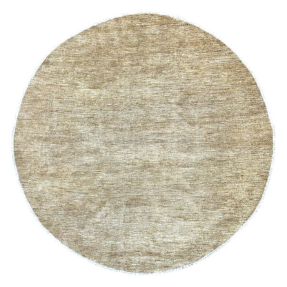 Brown Solid Hand Knotted Ghazni Wool Round 7'9"x7'9" Rug