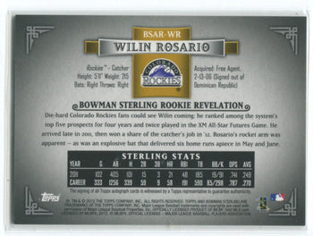 2012 Topps Bowman Sterling #Bsar-Wr Wilin Rosario Autographed Card 20/50