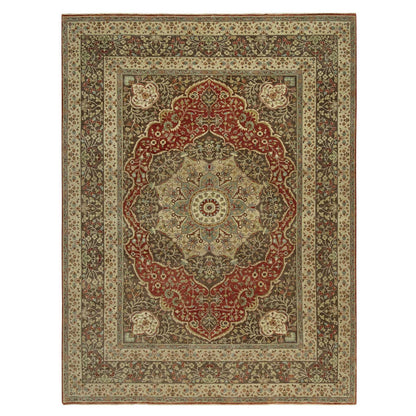 9'2"X12'1" Arroyo Red Tebraz Haji Jalili Soft Wool Pile Hand Knotted Rug