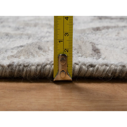 8'X10'1" White Nepali Modern Design Undyed Natural Wool Hand Knotted Rug