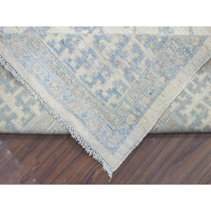 9'X11' Ivory Milk Wash Peshawar, Hand Knotted Pure Wool Natural Dyes, Rug