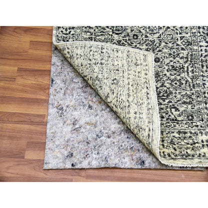 2'7"X6' White Mamluk Dynasty Design Undyed Wool Hand Knotted Runner Rug