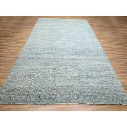 9'X11'10" Silver Blue Kohinoor Herat Diamond Design Wool Hand Knotted Rug