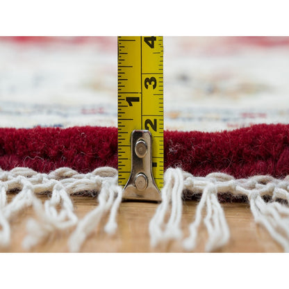 6'X6' Red 250 Kpsi Organic Wool Hand Knotted Nain Design Round Rug