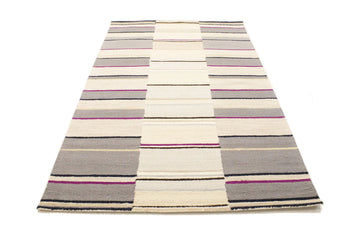 Contemporary Multicolored Stripes 5X8 Hand-Tufted