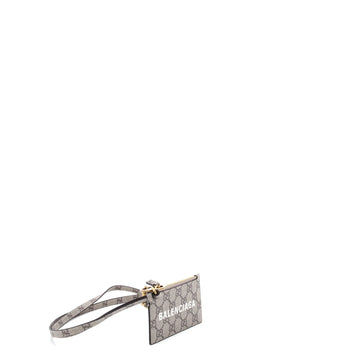 Gucci X Balenciaga The Hacker Project Zip Card Case With Strap Gg Coated Canvas