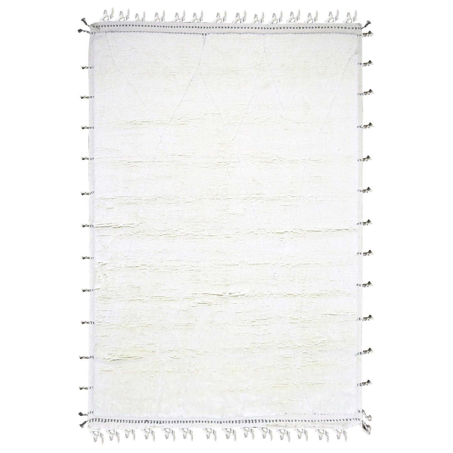 9'1"x12'3" White Moroccan Weave Natural Undyed Wool Hand Knotted Rug