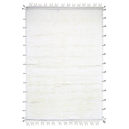9'1"x12'3" White Moroccan Weave Natural Undyed Wool Hand Knotted Rug