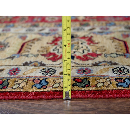 8'X8' Fire Brick Red Hand Knotted Wool Karajeh Design Square Oriental Rug