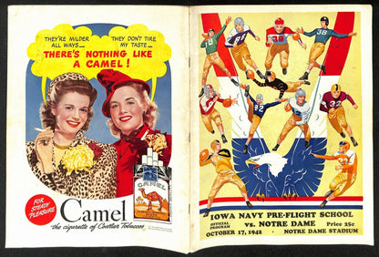 1942 Iowa Navy School Vs Notre Dame Vintage