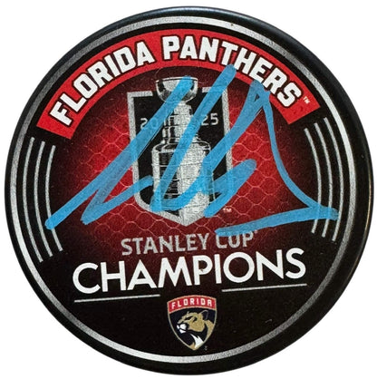 Aaron Ekblad Autographed 2025 Stanley Cup Champions Official Puck (Beckett Witne