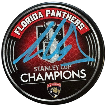 Aaron Ekblad Autographed 2025 Stanley Cup Champions Official Puck (Beckett Witne