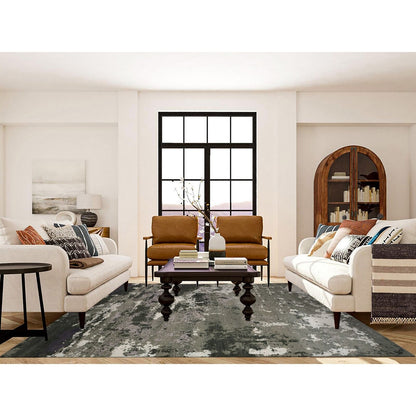 8'X9'10" Gray, Abstract Design, Hand Knotted, Wool And Silk, Oriental Rug