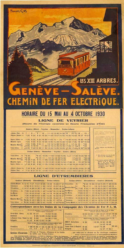 Geneve - Saleve Chemin De Fer Electrique 1930 By Francois Gos Rare