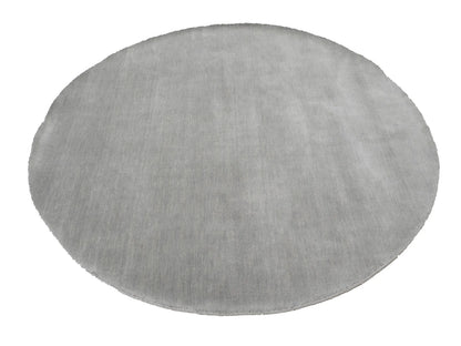 Gray Solid Hand-Loomed 6X6 Gabbeh Wool Round Rug