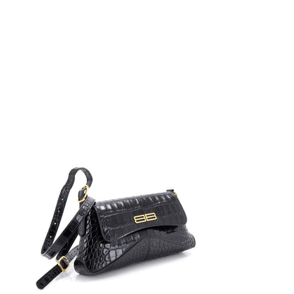 Balenciaga Xx Flap Street Shoulder Bag Crocodile Embossed Leather Small
