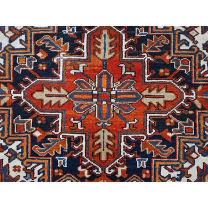 6'10"X8'10" Chili Red Vintage Zoroastrian Heris Pure Wool Hand Knotted Rug