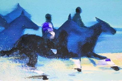 Victor Spahn Horses in Waves Original Mixed Media Signed COA Framed Large