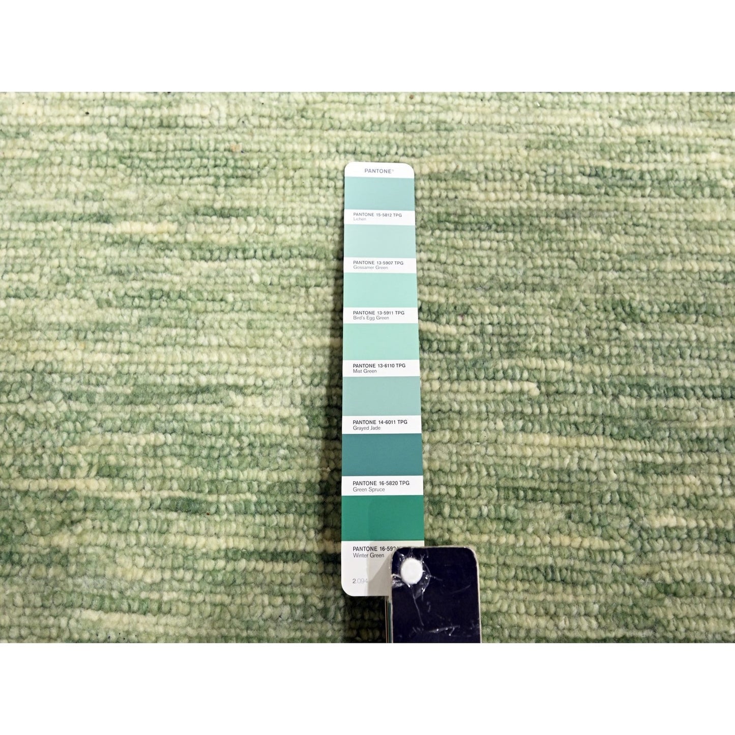 9'4"X12'4" Mist Green Modern Plain Design Pure Wool Hand Knotted Rug