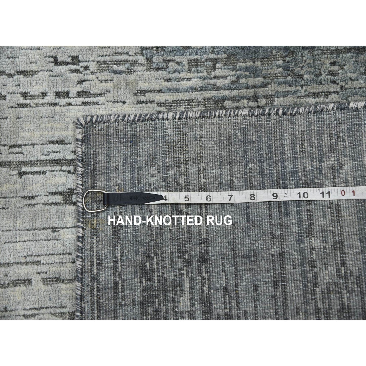 3'X5'3" Gray Modern Vertical Ombre Design Silk Wool Hand Knotted Rug