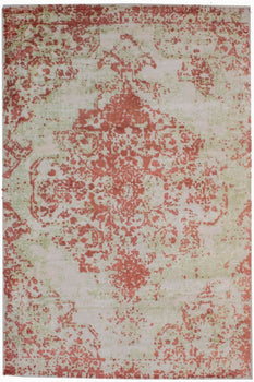 Modern Distressed Oriental Rug Floral Medallion