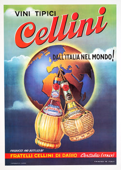 Vini Tipici Cellini Italian Wine Poster 1950 Vintage Poster