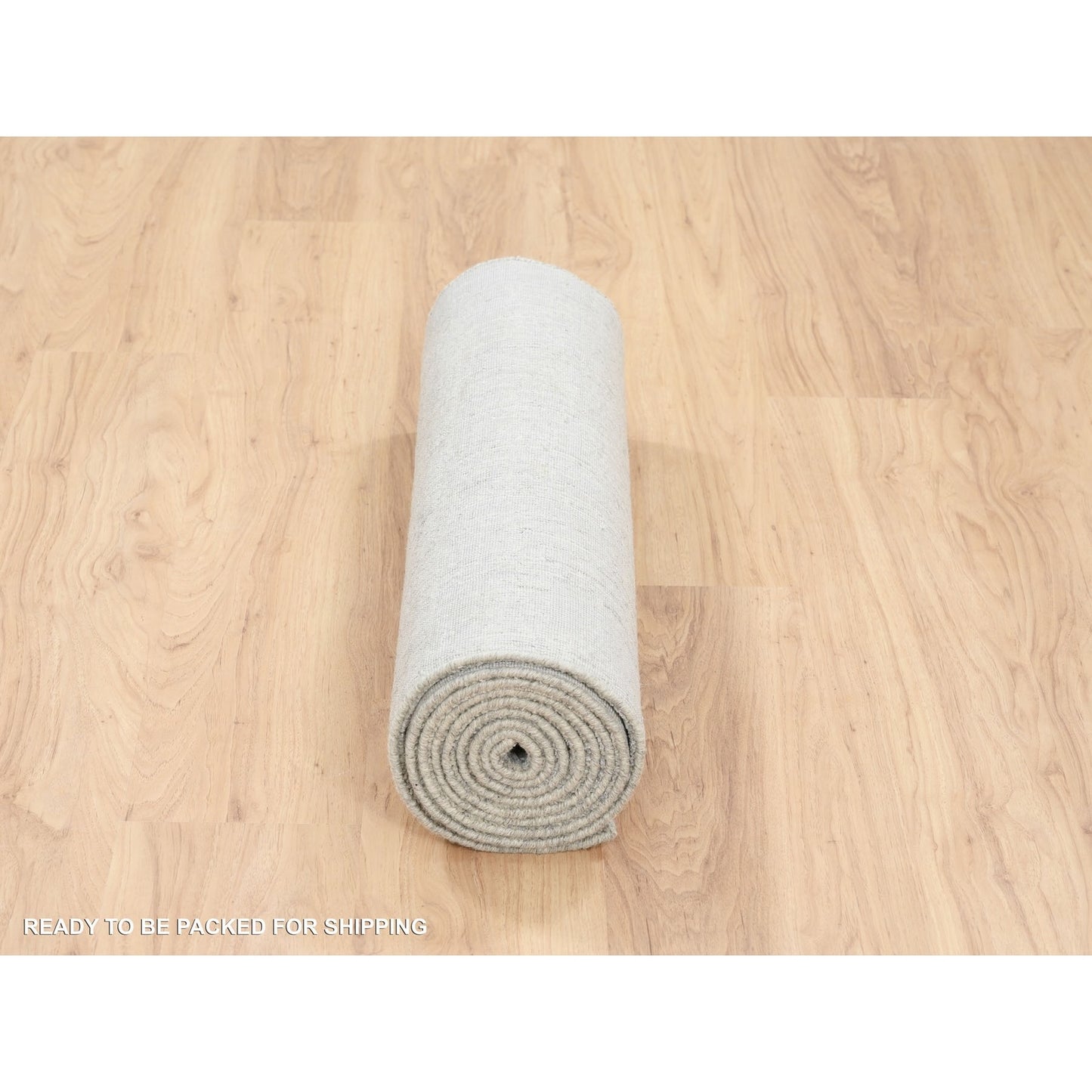 2'7"X10' Fine Jacquard Gray Hand Loomed Modern Wool And Silk Runner Rug