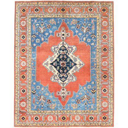 9'1"X11'8" Orange Afghan Peshawar Bookshaish Pure Wool Hand Knotted Rug