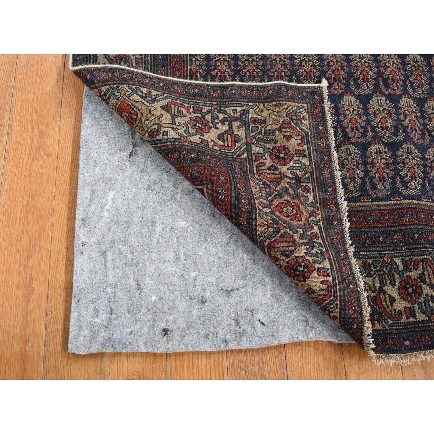 4'X6' Blue Antique Zoroastrian Hand Knotted Pure Wool Slight Wear Rug