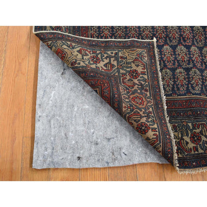 4'X6' Blue Antique Zoroastrian Hand Knotted Pure Wool Slight Wear Rug
