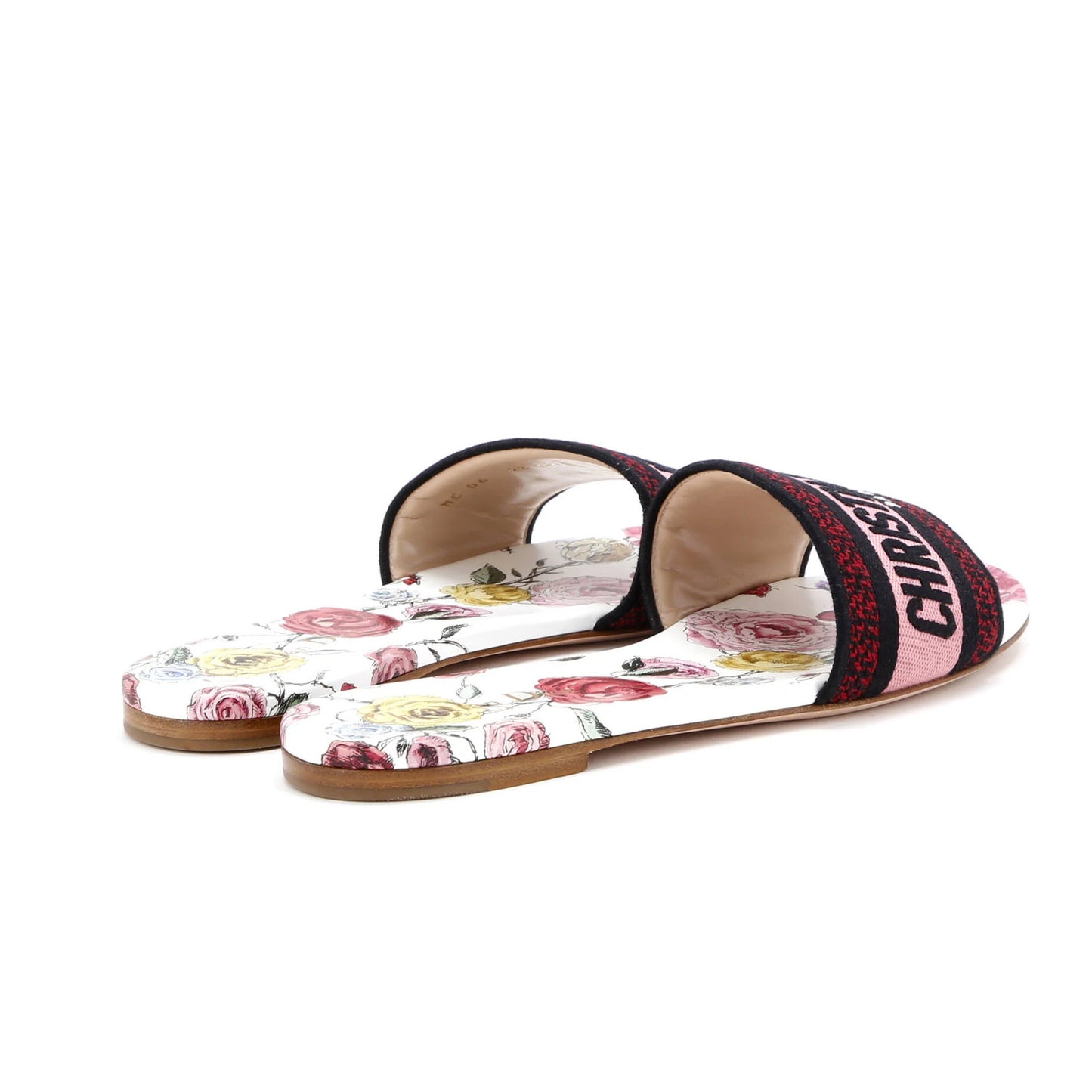 Christian Dior Women'S Dway Flat Sandals Embroidered Canvas