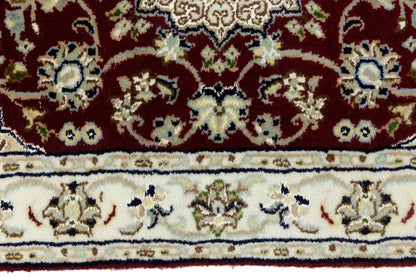 Small Hand-Knotted Red Floral Indo-Nain Oriental