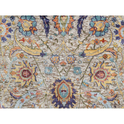 2'7"X23'10" White Sickle Leaf Hand Knotted Silk And Wool Xl Runner Rug