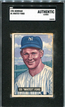 1951 #1 Bowman Whitey Ford Rookie Sgc Authentic Card