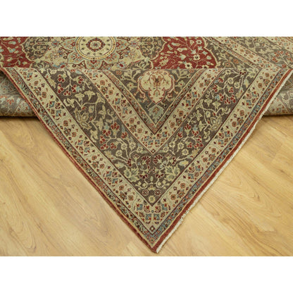 6'2"X9'1" Caliente Red Antiqued Haji Jalili Design Wool Hand Knotted Rug