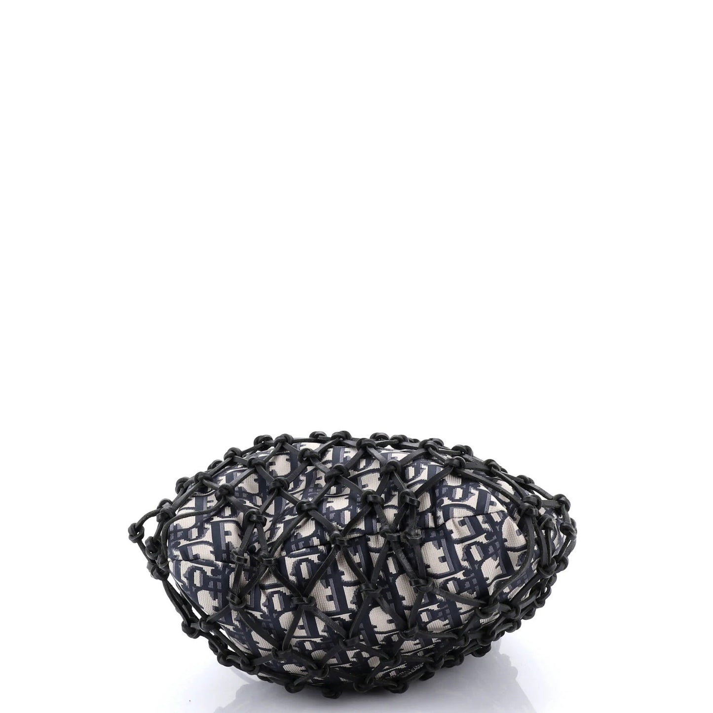 Christian Dior Drawstring Net Tote Diorissimo Canvas And Leather