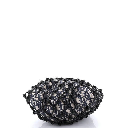Christian Dior Drawstring Net Tote Diorissimo Canvas And Leather