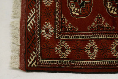 Hand-Knotted Red Tribal Wool Area Rug 3'5X5 ft