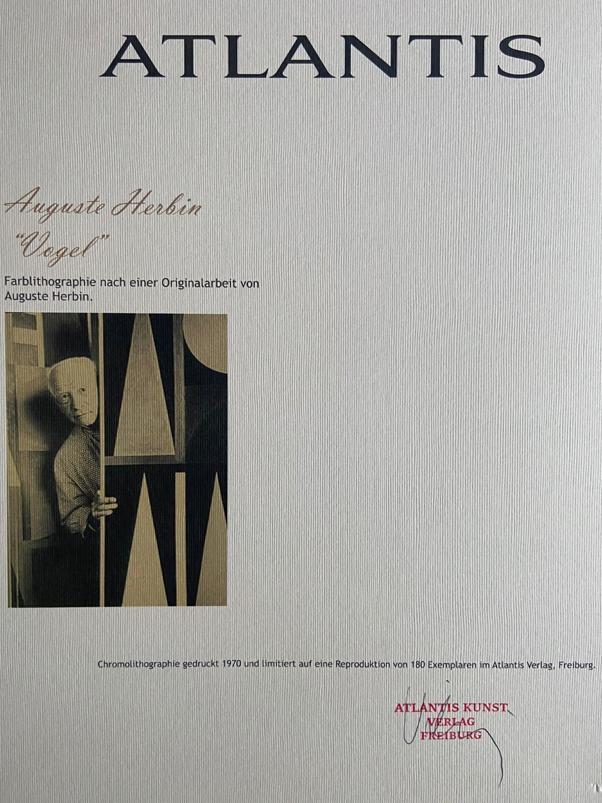 Auguste Herbin Lithograph Coa Signature And Stamp (Victor Vasarely)