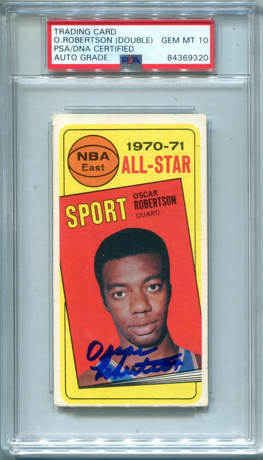 Oscar Robertson 1970-71 Topps Card #114 Psa Auto Gem Mt 10 *Double Signature*