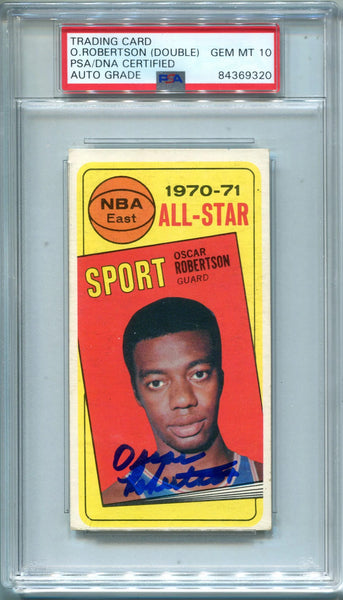 Oscar Robertson 1970-71 Topps Card #114 Psa Auto Gem Mt 10 *Double Signature*