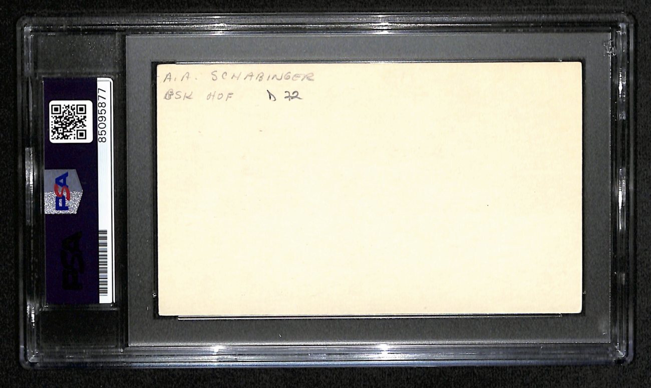 A.A. Schabinger Signed 3X5 Index Card Creighton Basketball Coach Psa/Dna 185479