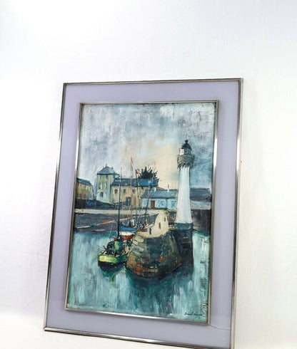 Bernard Lignon (French) Original Painting Oil On Canvas Signed Framed Port