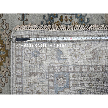 5'1"X6'10" Gray Zoroastrian Village Inspired Pure Wool Hand Knotted Rug