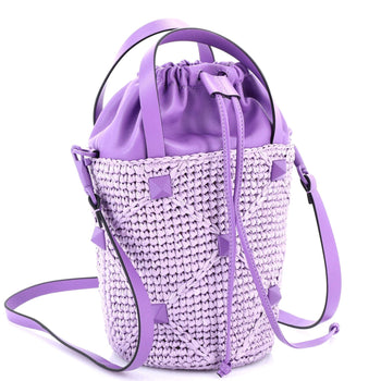 Valentino Garavani Roman Stud Bucket Bag Raffia And Leather