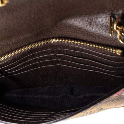 Gucci Chain Wallet Bengal Print Gg Coated Canvas