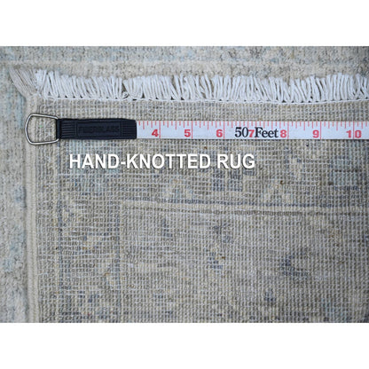 1'9"X3' Gray Hand Knotted Mahal Design Washed Out Wool Mat Oriental Rug