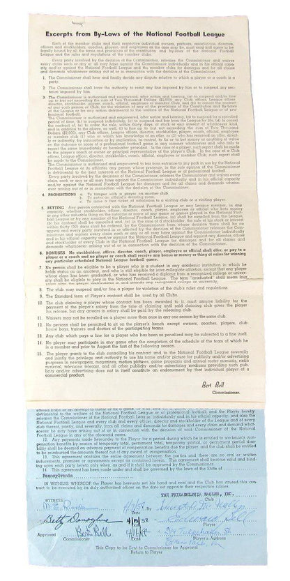 Bert Bell Philadelphia Eagles Signed/Autographed 1958 Contract Jsa 160875